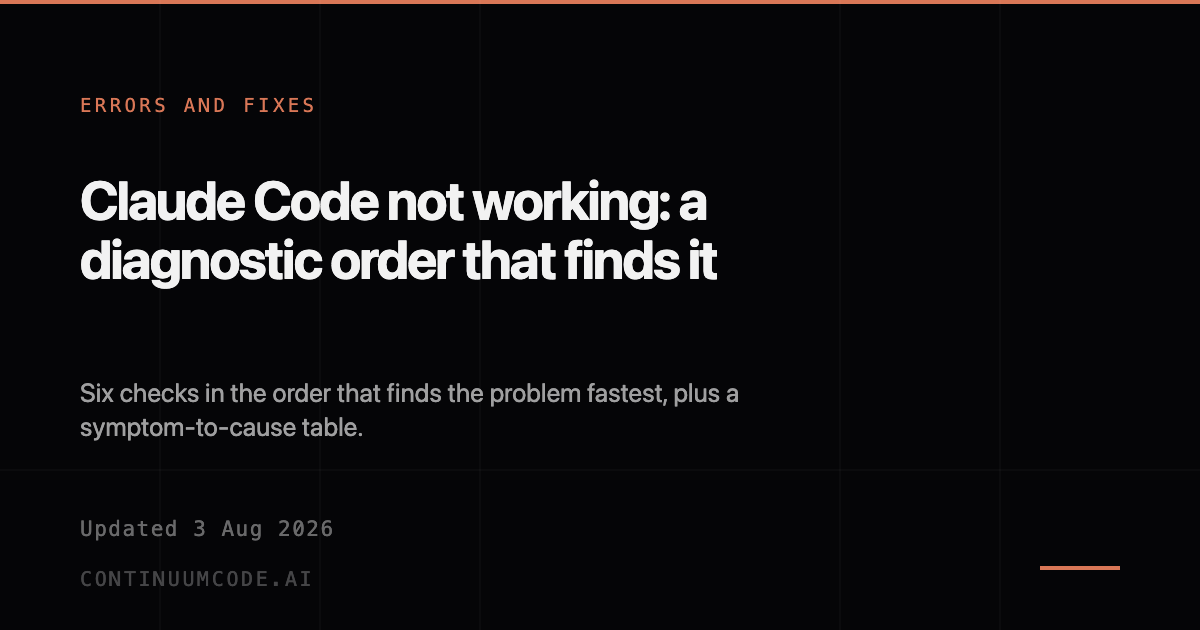 Claude Code not working: systematic troubleshooting